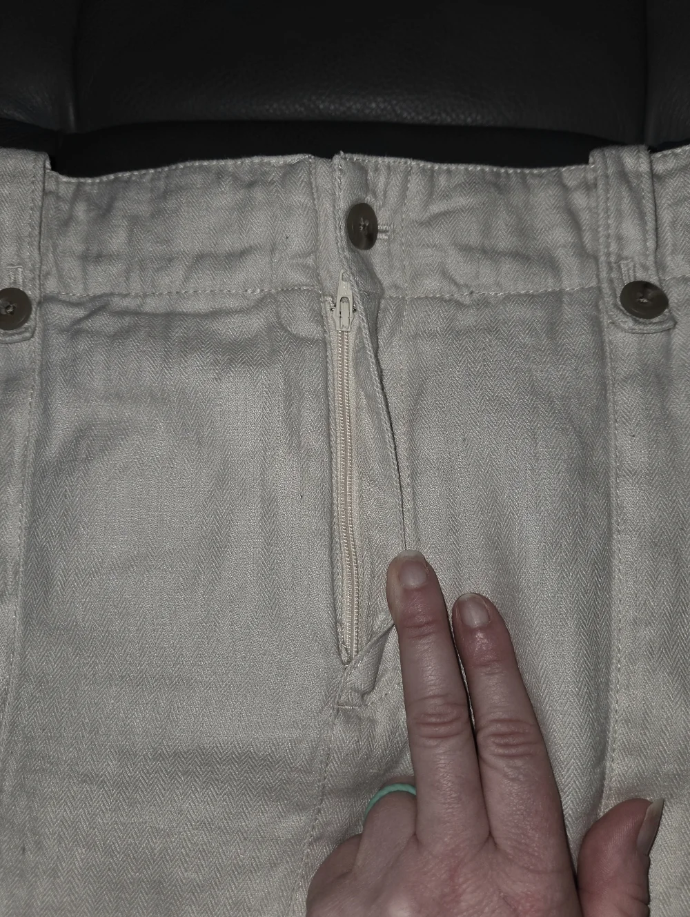 J Crew cream linen skirt pockets size 12
